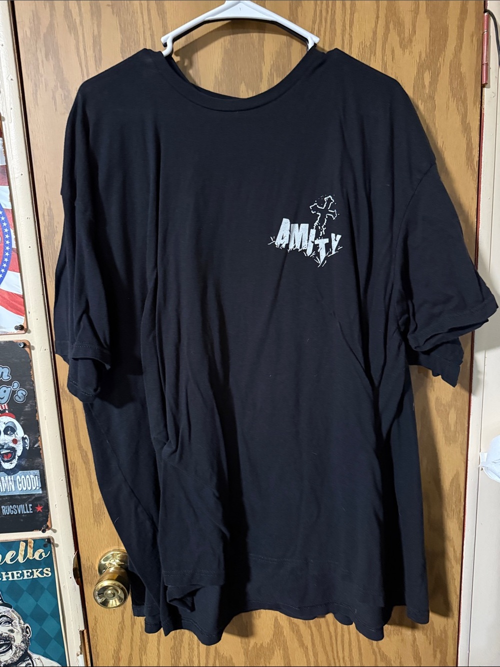Ami Black Short-Sleeve Tee with White Chest Graphic